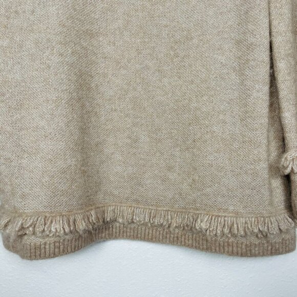D.Exterior Almond Wool & Alpaca Fringe Luxury Sweater w/ Fringe Sz. Small - Picture 5 of 12